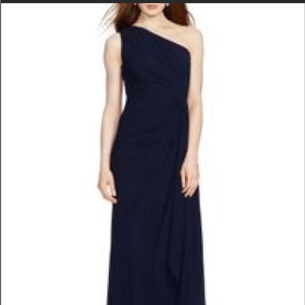 One shoulder Gown size 12- Navy